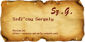 Szécsy Gergely névjegykártya